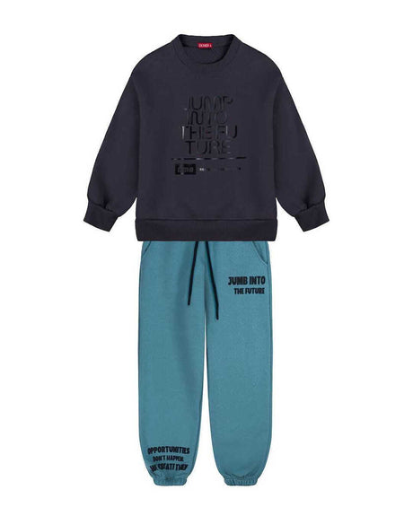 DOMER 4668 Παιδικό Σετ Φόρμας Ανθρακί-πετρόλ