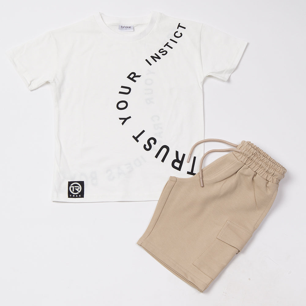 Trax Παιδικό Σετ 2 Τεμαχίων Μπλούζα & Σορτς για Αγόρι Λευκό 49335
