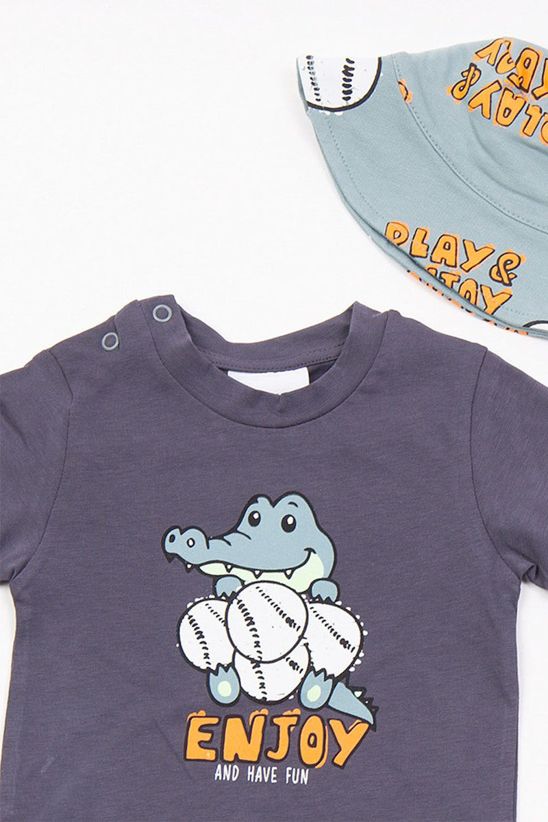 Trax Παιδικό Σετ 2 Τεμαχίων Μπλούζα & Σορτς για Αγόρι Ανθρακί 49052ί