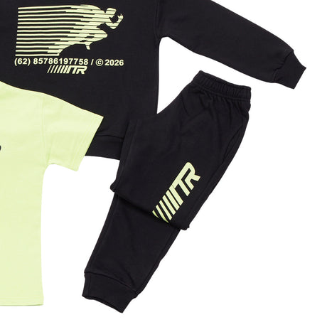 Trax Παιδικό Σετ Φόρμας 3 Τεμαχίων Ζακέτα, Μπλούζα & Παντελόνι Μαύρο 49310