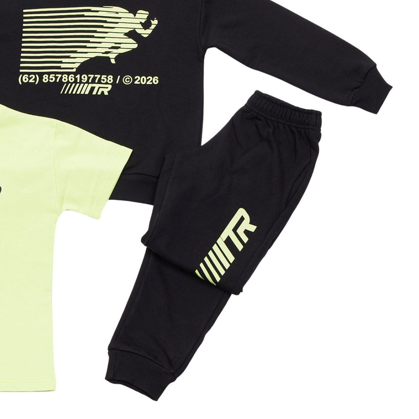 Trax Παιδικό Σετ Φόρμας 3 Τεμαχίων Ζακέτα, Μπλούζα & Παντελόνι Μαύρο 49310