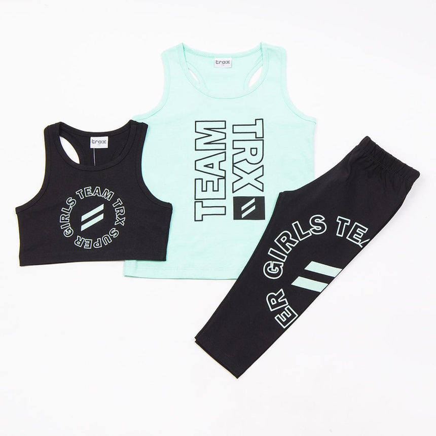 Trax Παιδικό Σετ με Κολάν Καλοκαιρινό 3τμχ Μαύρο-μέντα 49144