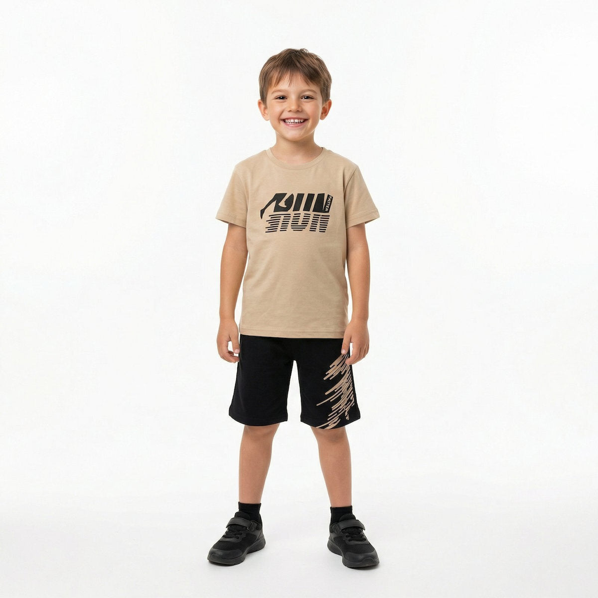 Trax Παιδικό Σετ 2 Τεμαχίων Μπλούζα & Σορτς για Αγόρι Μπεζ 49345-2