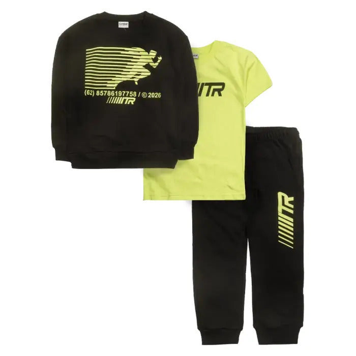 Trax Παιδικό Σετ Φόρμας 3 Τεμαχίων Ζακέτα, Μπλούζα & Παντελόνι Μαύρο 49310