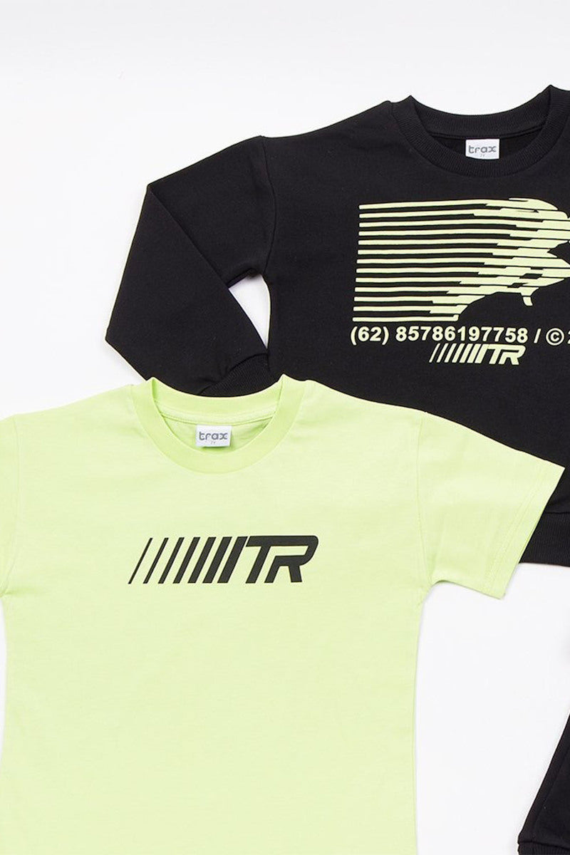 Trax Παιδικό Σετ Φόρμας 3 Τεμαχίων Ζακέτα, Μπλούζα & Παντελόνι Μαύρο 49310