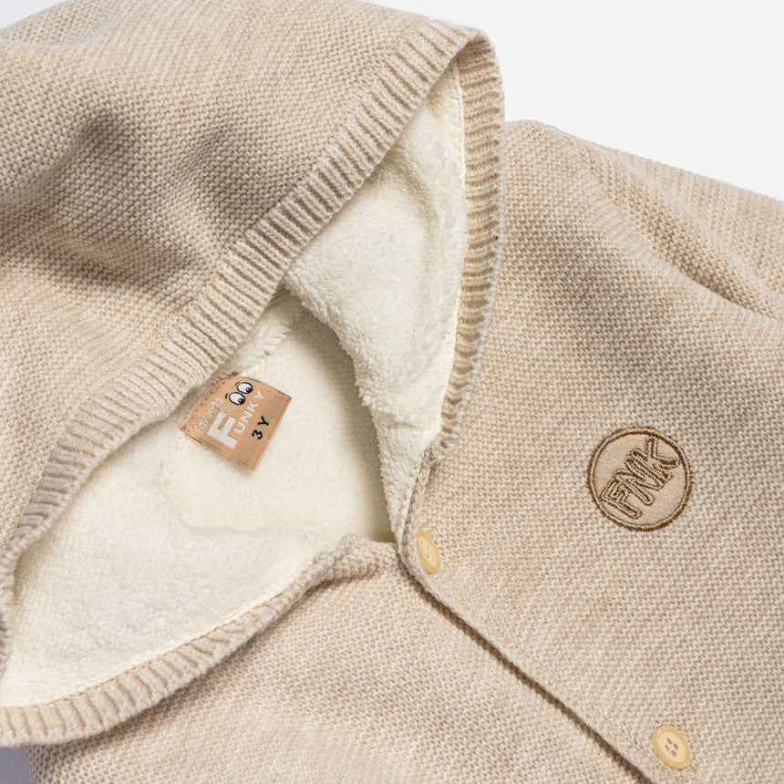 FUNKY FOR KIDS 226-310107-1 Ζακέτα πλεκτή μπεζ-εκρού μελανζέ