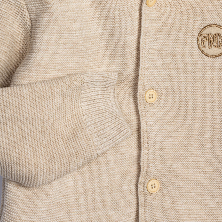 FUNKY FOR KIDS 226-310107-1 Ζακέτα πλεκτή μπεζ-εκρού μελανζέ