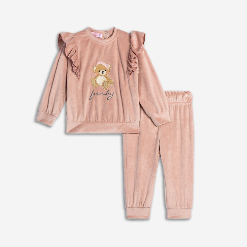 FUNKY FOR KIDS  226-917123-1 Σετ φόρμα βελουτέ μηνών κορίτσι