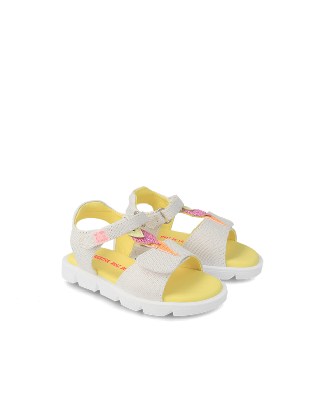 Agatha Ruiz De La Prada Πεδιλα Blanco Textil Metalizado