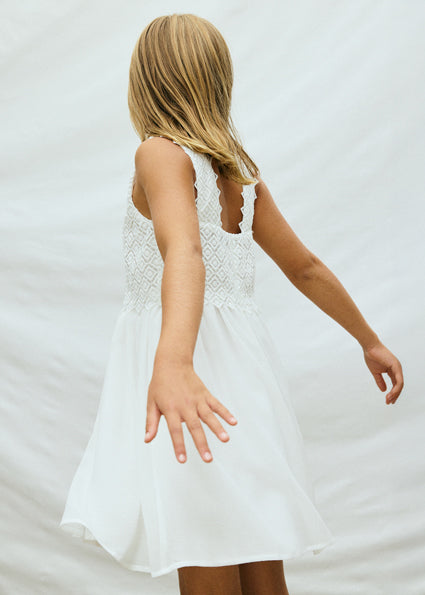 Mayoral Παιδικό Φόρεμα Αμάνικο με Δαντέλα Κρεμ 26-06905-056