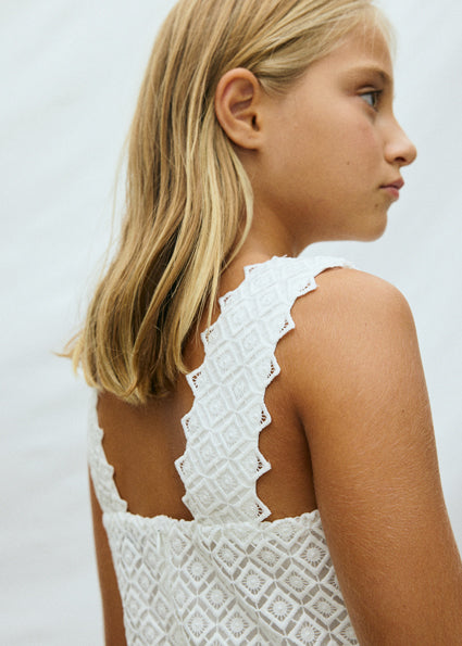 Mayoral Παιδικό Φόρεμα Αμάνικο με Δαντέλα Κρεμ 26-06905-056