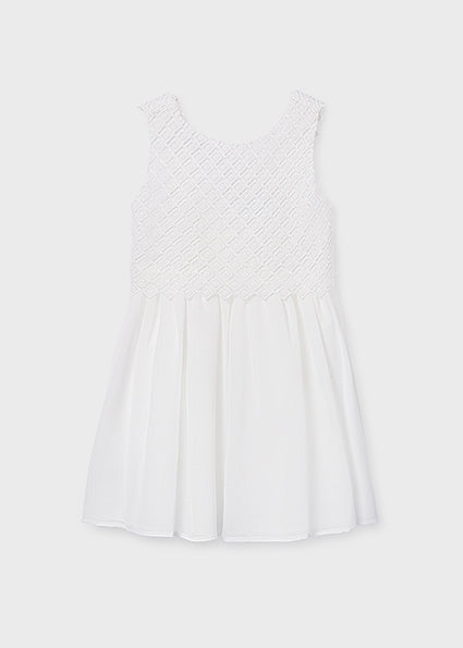 Mayoral Παιδικό Φόρεμα Αμάνικο με Δαντέλα Κρεμ 26-06905-056