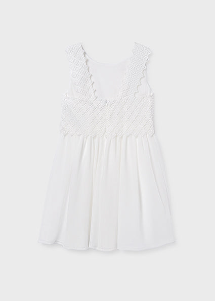 Mayoral Παιδικό Φόρεμα Αμάνικο με Δαντέλα Κρεμ 26-06905-056