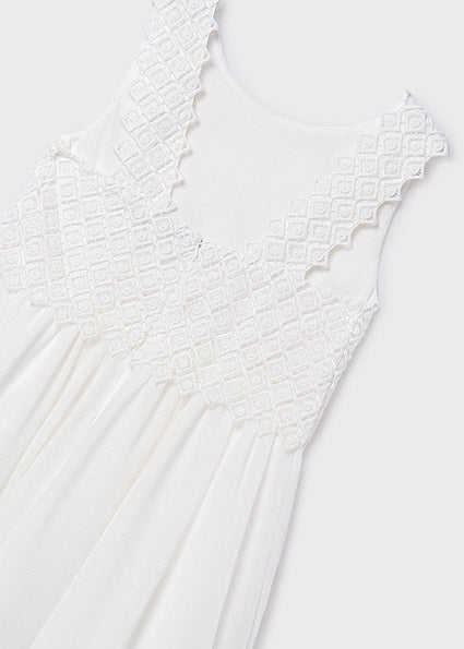 Mayoral Παιδικό Φόρεμα Αμάνικο με Δαντέλα Κρεμ 26-06905-056