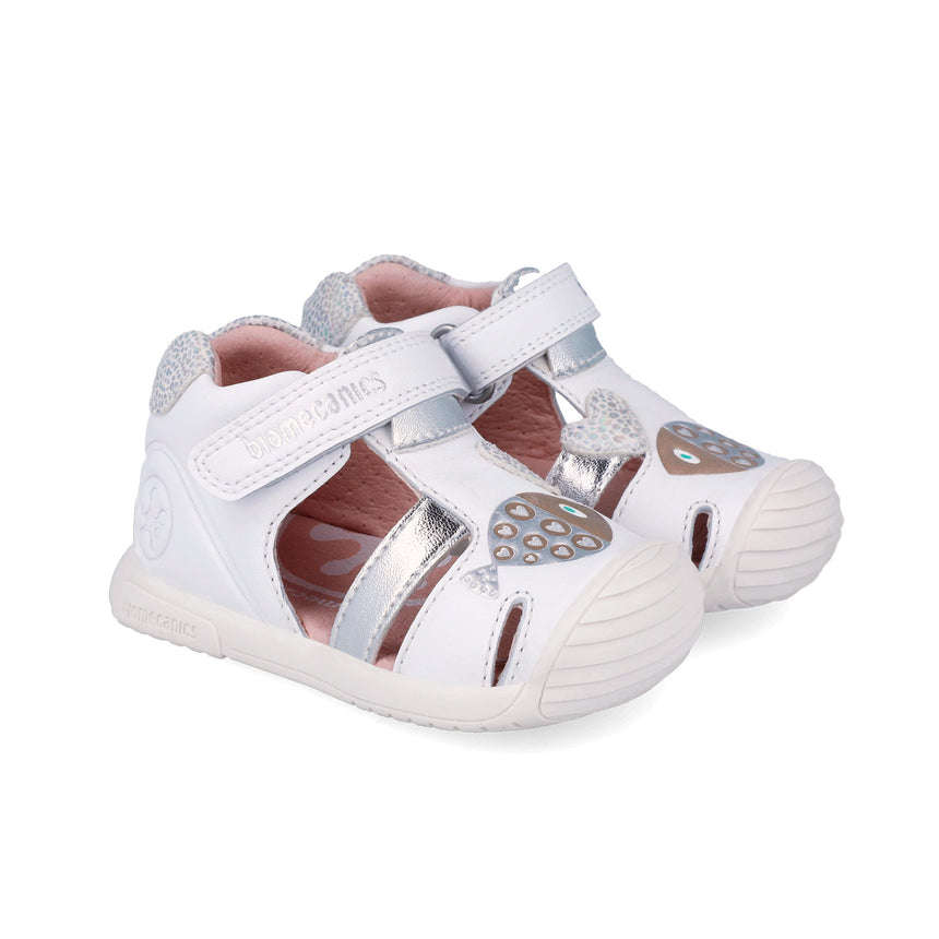 Biomecanics 262108-C313 PECES BLANCO Y PLATA (NAPA) SANDALIA