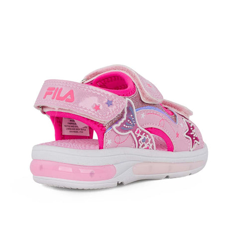 Fila Mermaid Velcro Lights 7BK61002-900 Παιδικό πέδιλο με φωτάκια για κορίτσι ροζ Γοργόνα