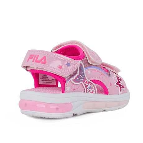 Fila Mermaid Velcro Lights 7BK61002-900 Παιδικό πέδιλο με φωτάκια για κορίτσι ροζ Γοργόνα