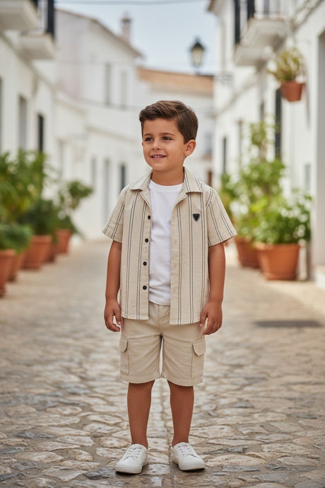 Restart for Kids Παιδικό Σετ 3 Τεμαχίων Πουκάμισο, Μπλούζα & Βερμούδα για Αγόρι 26-11306