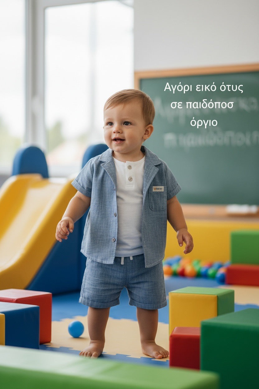 Restart for Kids Παιδικό Σετ 3 Τεμαχίων Πουκάμισο, Μπλούζα & Βερμούδα για Αγόρι 26-11220