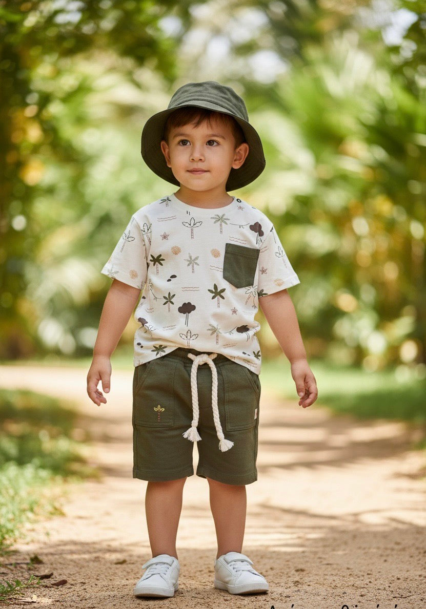 Restart for Kids Παιδικό Σετ  3τμχ μπλούζα  βερμούδα καπέλο αγόρι 26-11262