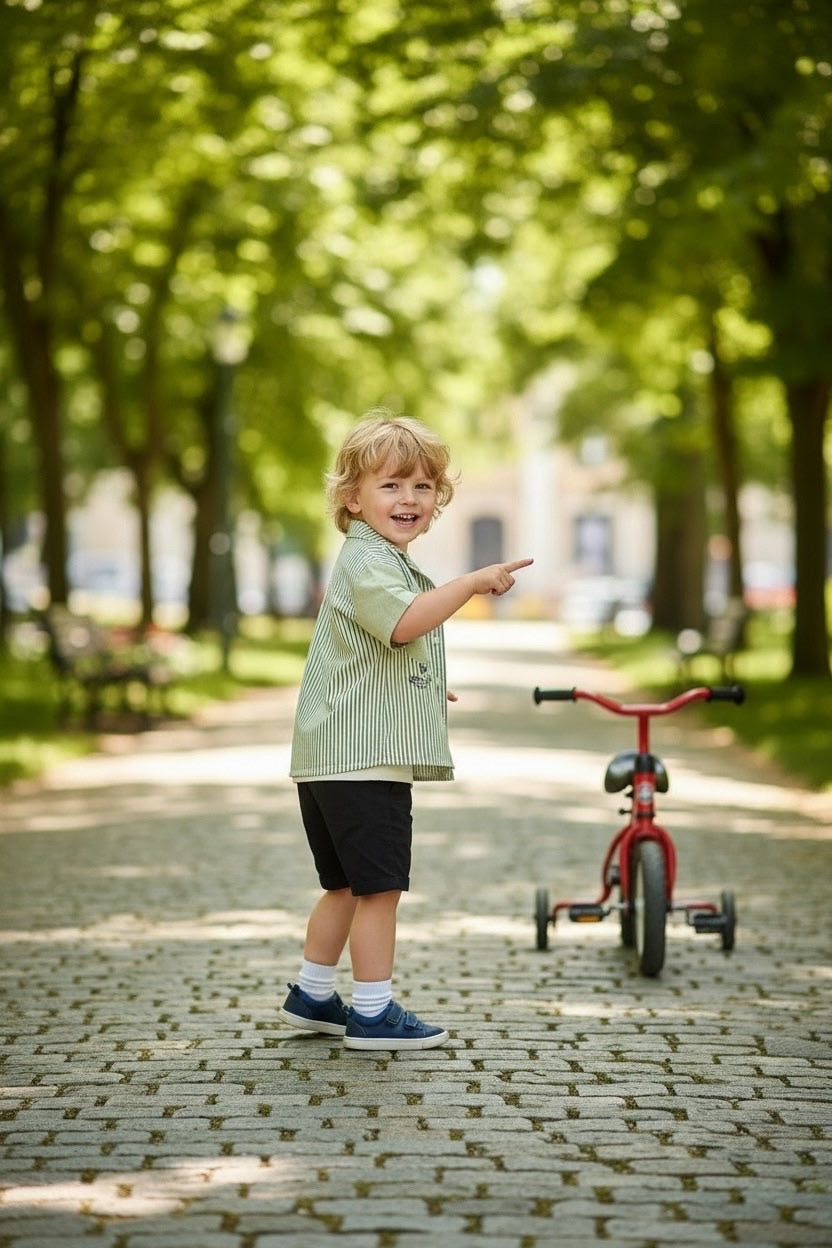 Restart for Kids Παιδικό Σετ 3τμχ μπλούζα βερμούδα πουκάμισο αγόρι 26-11259
