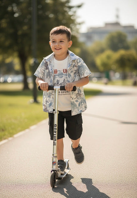 Restart for Kids Παιδικό Σετ 3τμχ μπλούζα βερμούδα πουκάμισο αγόρι 26-11107