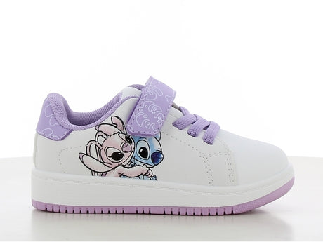 Disney stitch sneakers για κοριτσι λευκο λιλα  με velcro ls002030