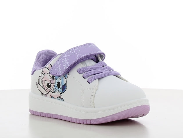 Disney stitch sneakers για κοριτσι λευκο λιλα  με velcro ls002030
