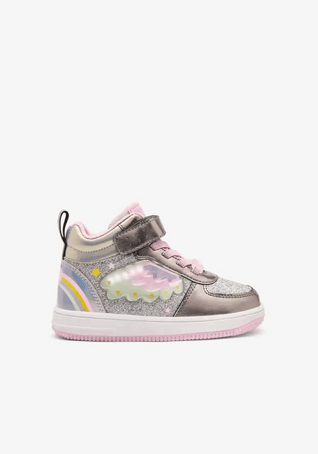 CONGUITOS COSH224055-PEWT-25 HIGH CUT SNEAKERS WITH LIGHTS PEWTER