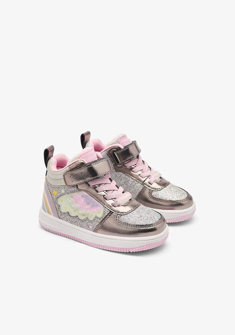 CONGUITOS COSH224055-PEWT-25 HIGH CUT SNEAKERS WITH LIGHTS PEWTER