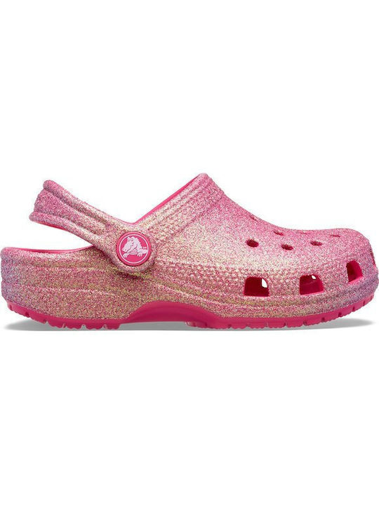 Crocs 210986-6ZQ  Classic Glitter Παιδικά Ανατομικά Σαμπό Θαλάσσης Ροζ