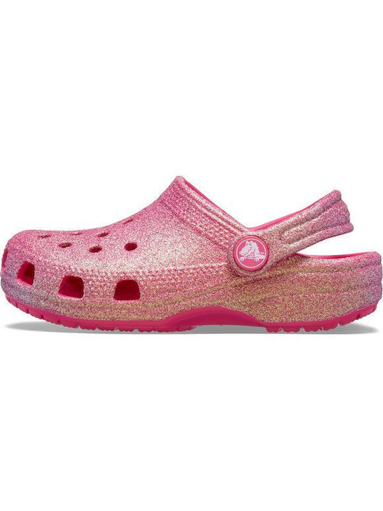 Crocs 210985-6ZQ Classic Glitter Παιδικά Ανατομικά Σαμπό Θαλάσσης Ροζ
