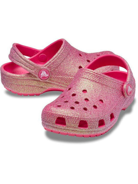 Crocs 210985-6ZQ Classic Glitter Παιδικά Ανατομικά Σαμπό Θαλάσσης Ροζ