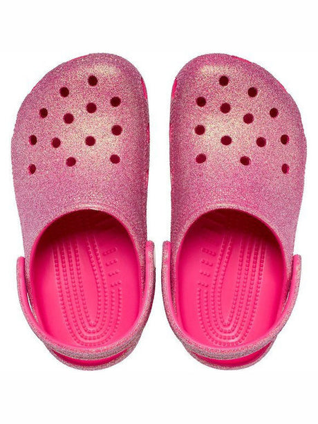 Crocs 210985-6ZQ Classic Glitter Παιδικά Ανατομικά Σαμπό Θαλάσσης Ροζ