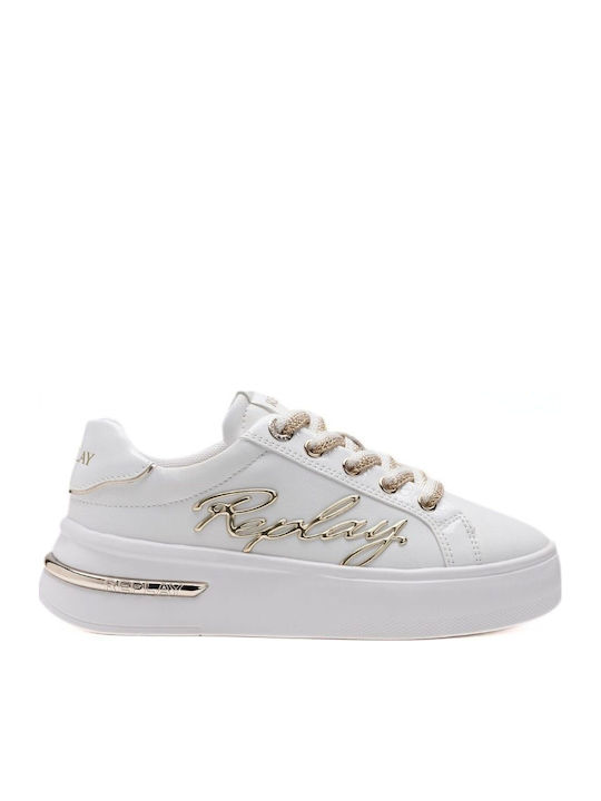 Replay University Γυναικεία Sneakers White Lt Gold GBZ46.202.C0008S-199